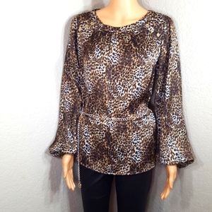 Michael Kors Leopard Print Long Sleeves Top Size 4
